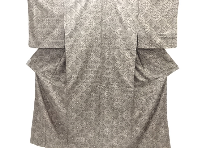 大特価品　花青海波模様織り出し本場泥大島紬着物(5マルキ)